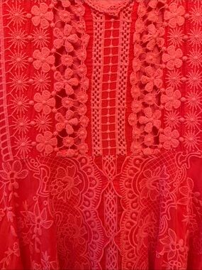 Johnny Was Coral Pink Sleeveless Embroidered Lace Dress Medium